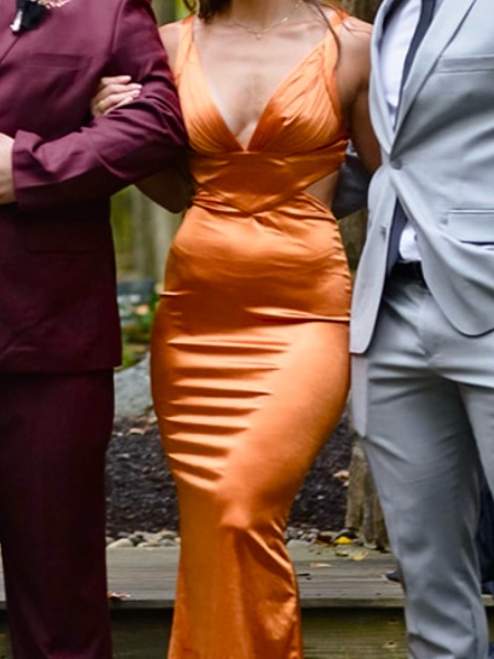 Satin Cutout Slip Dress in Copper - Picture 3 of 3